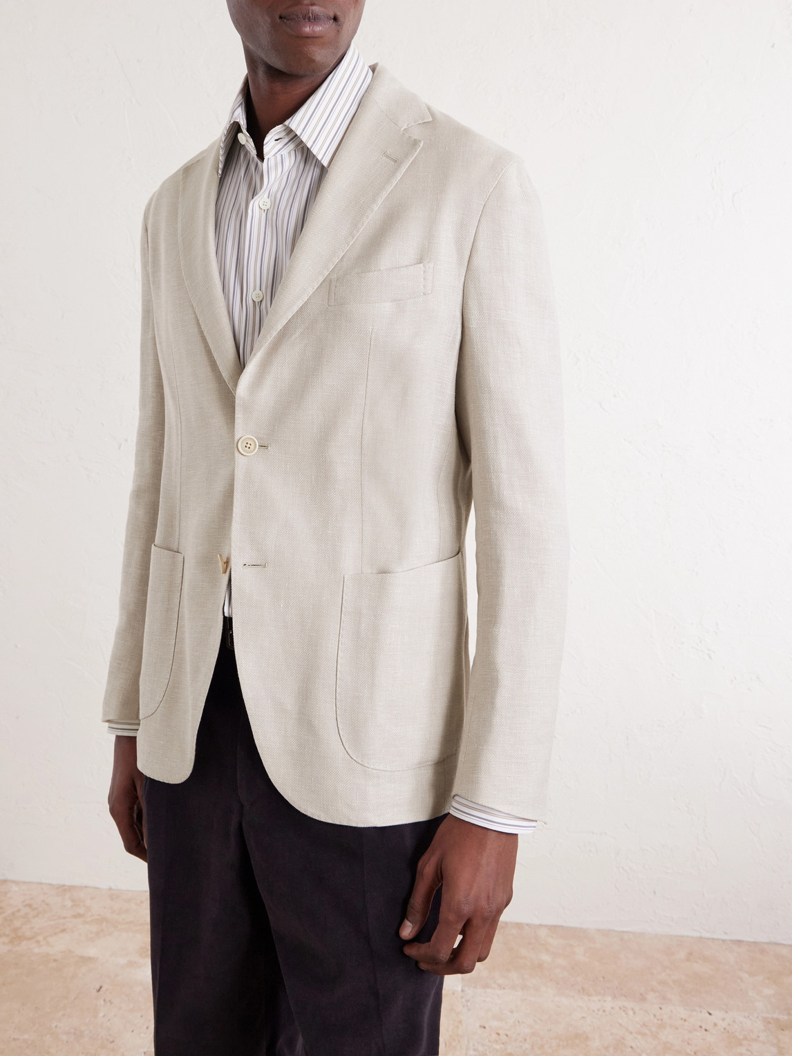Stretch Linen, Wool And Silk-Blend Suit Jacket