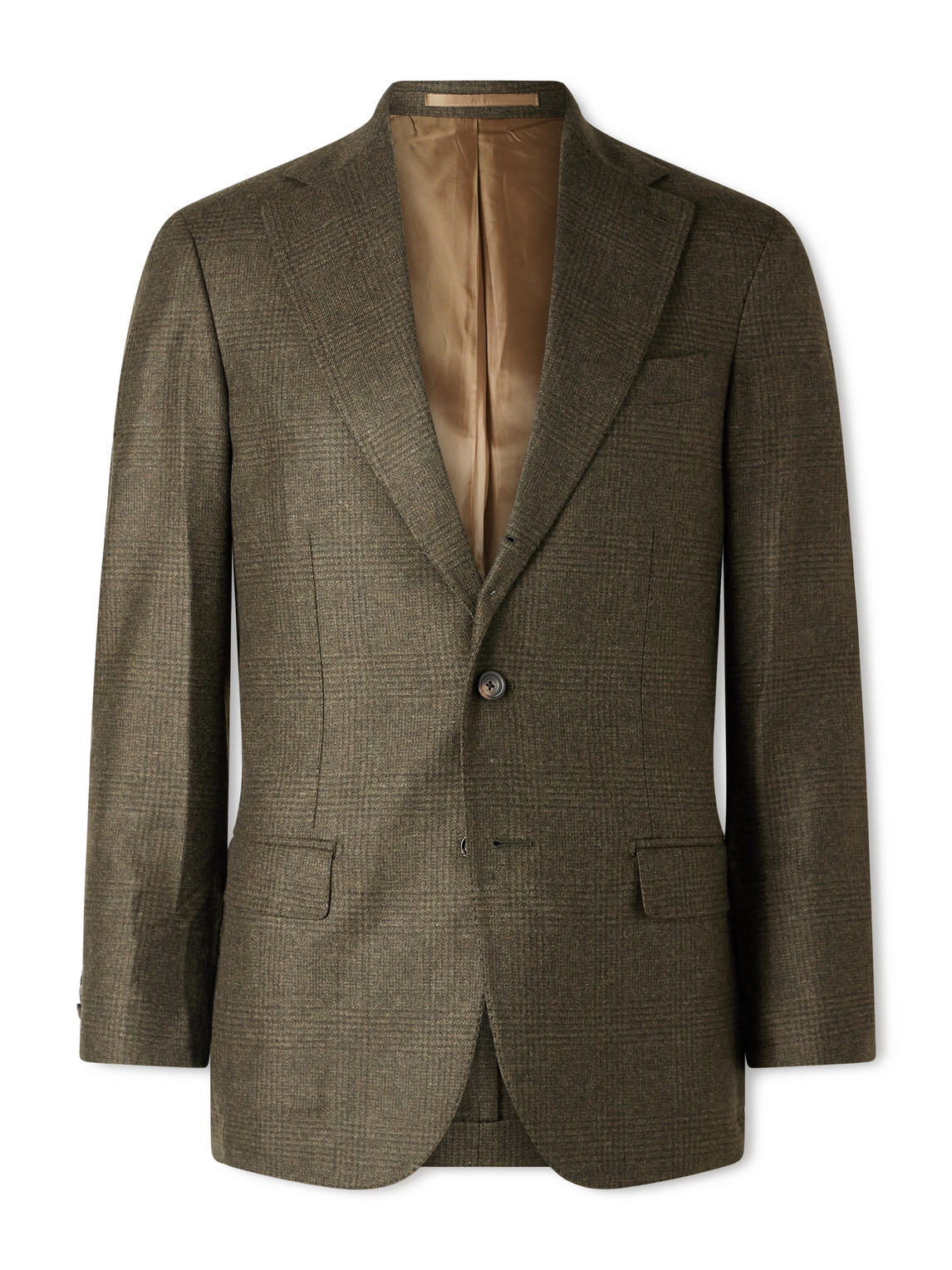 J. Mueser Waverly Prince Of Wales Checked Wool Suit Jacket In Brown