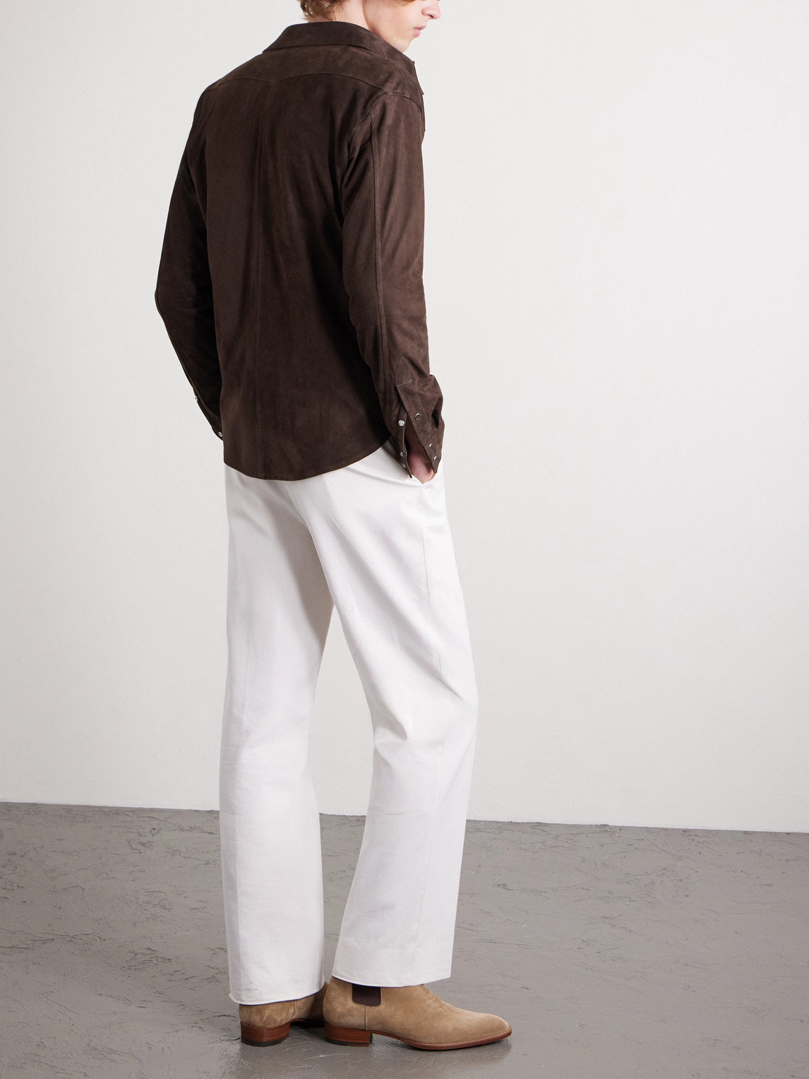 J. Mueser Suede Western Overshirt In Brown