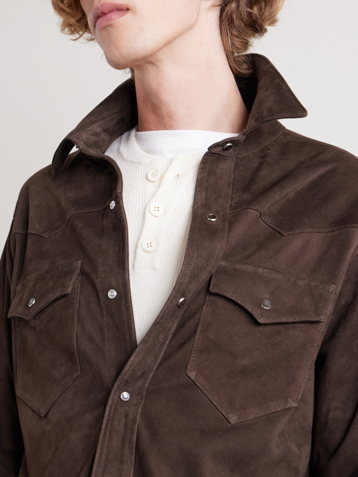 J. Mueser Suede Western Overshirt In Brown