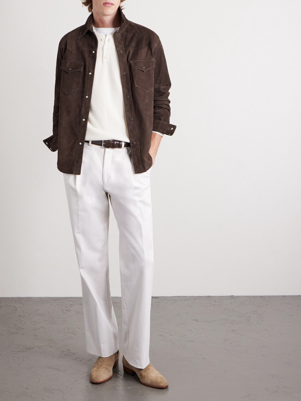 J. Mueser Suede Western Overshirt In Brown