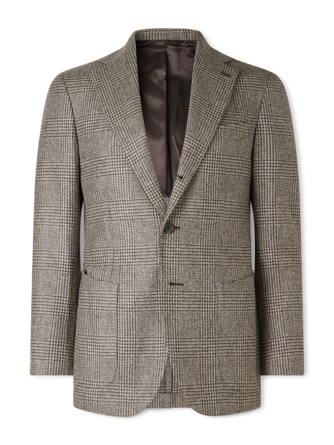 J. Mueser Prince Of Wales Checked Wool Blazer In Brown