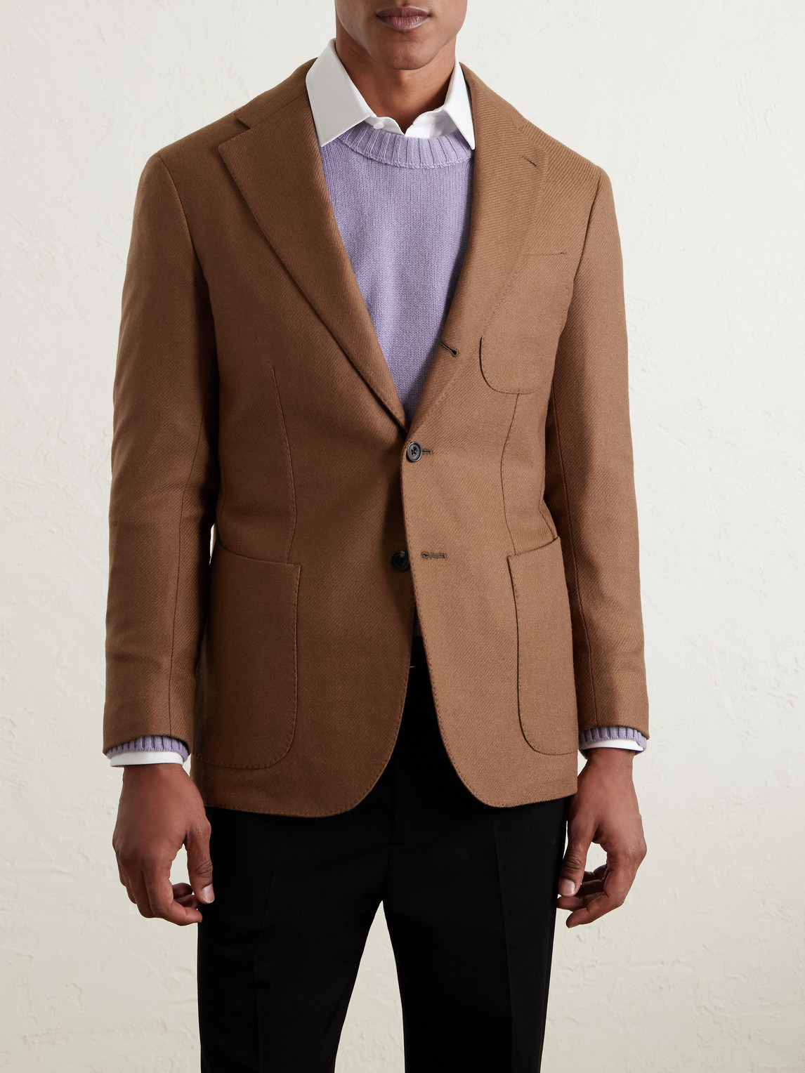 J. Mueser Wool And Cashmere-blend Blazer In Brown