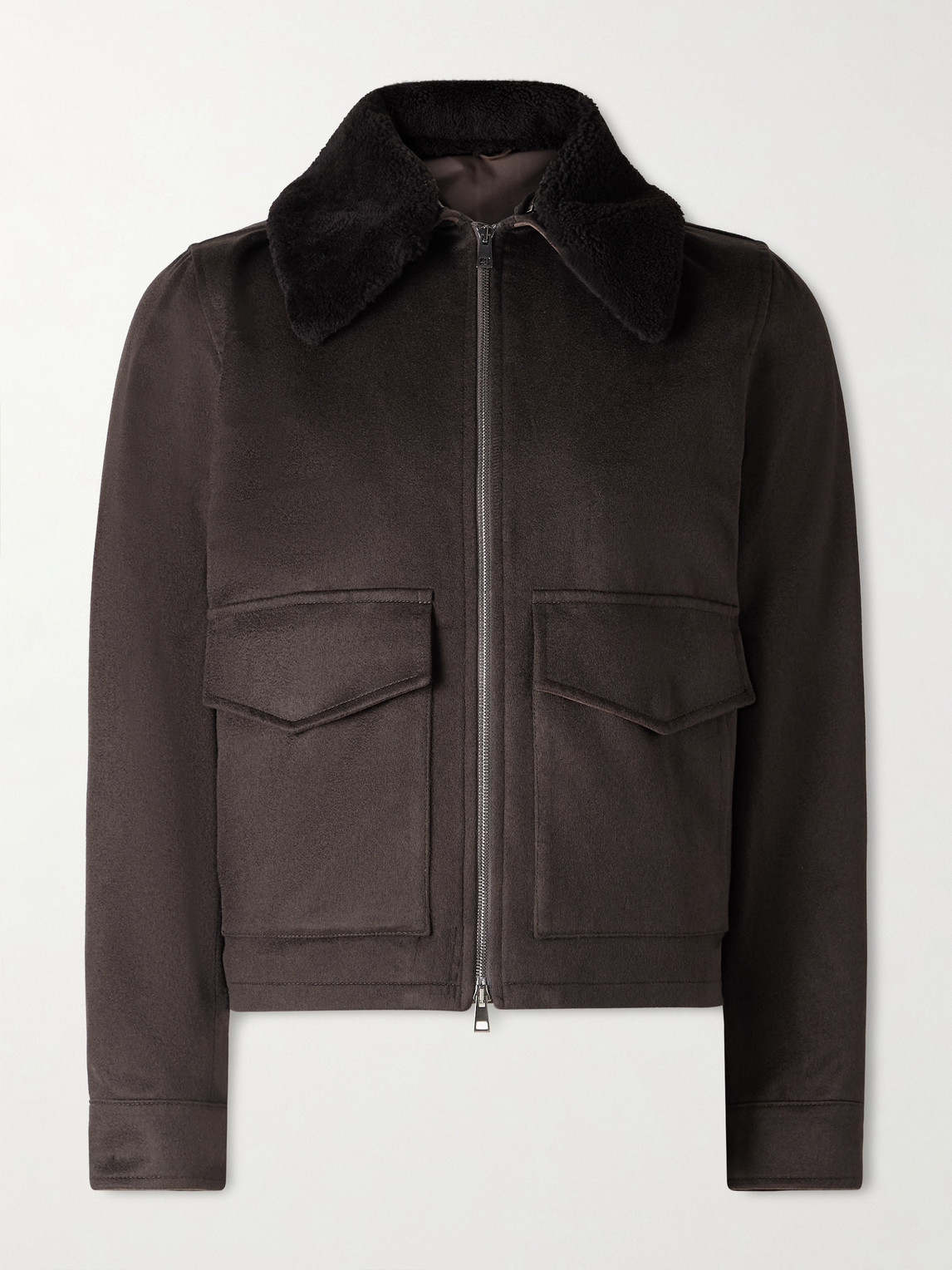 J. Mueser – Plush-Trimmed Cashmere Bomber Jacket