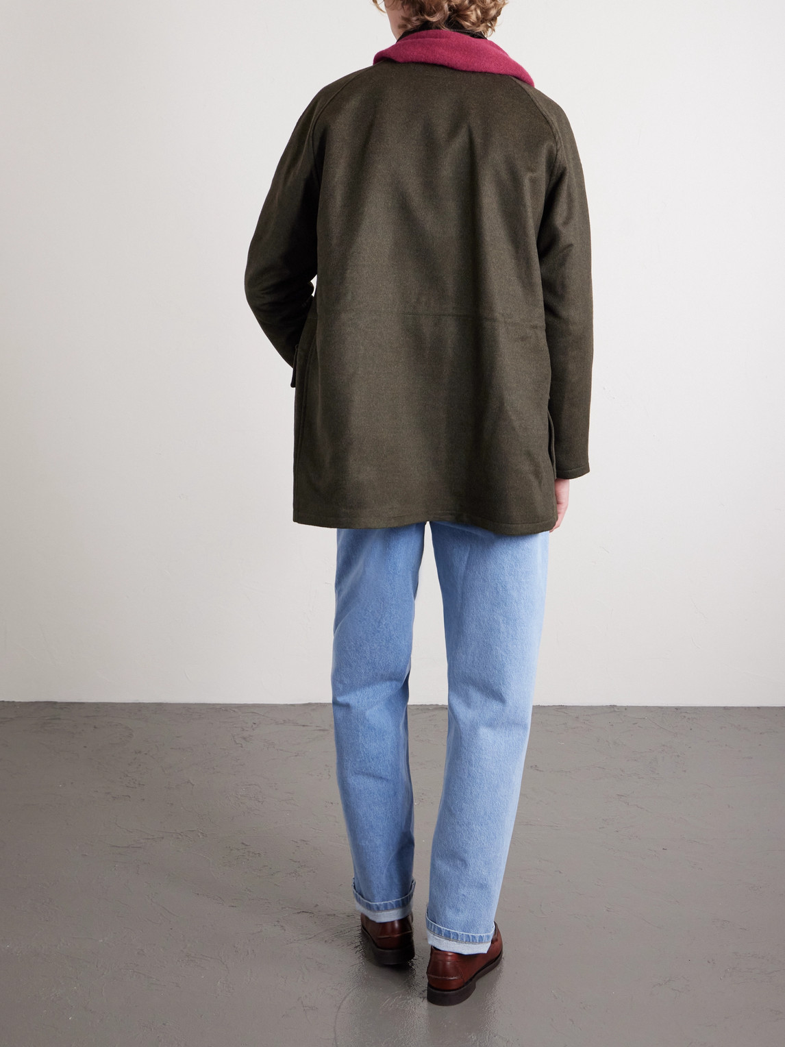J. Mueser Game Corduroy-trimmed Wool Jacket In Green