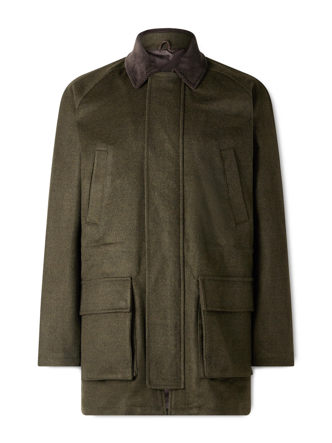 J. Mueser Game Corduroy-trimmed Wool Jacket In Green