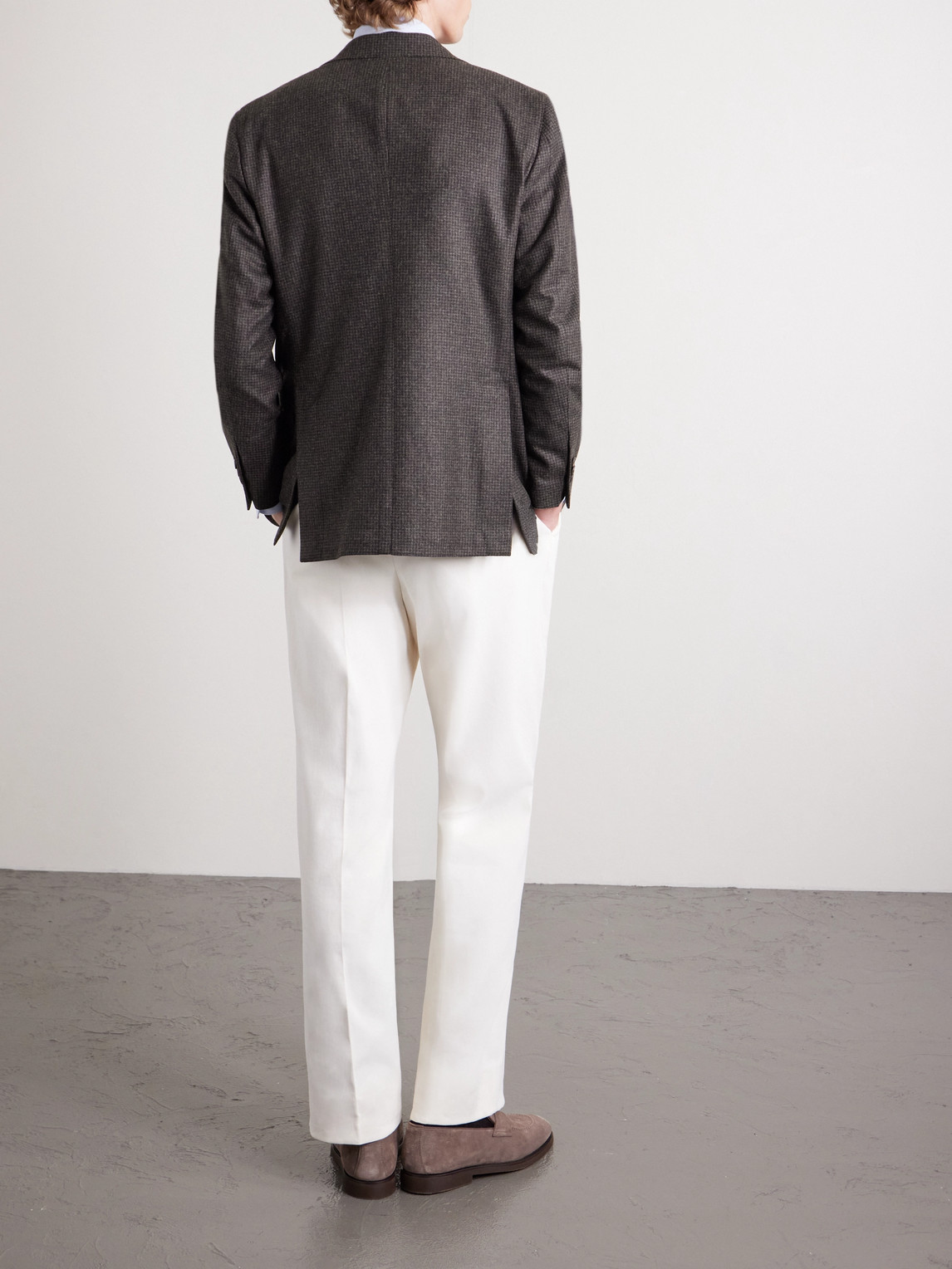 J. Mueser Waverly Puppytooth Wool Suit Jacket In Brown