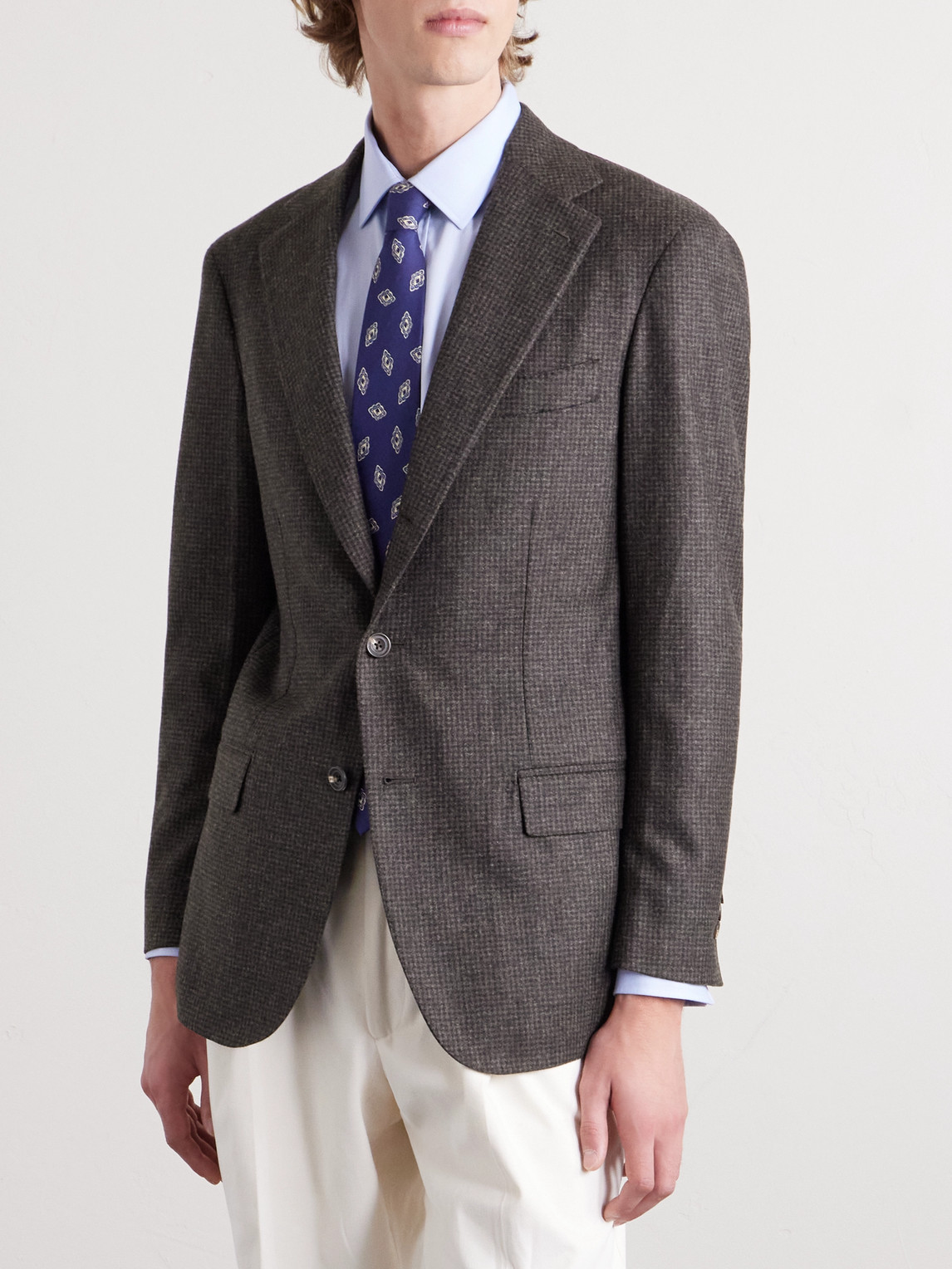 J. Mueser Waverly Puppytooth Wool Suit Jacket In Brown