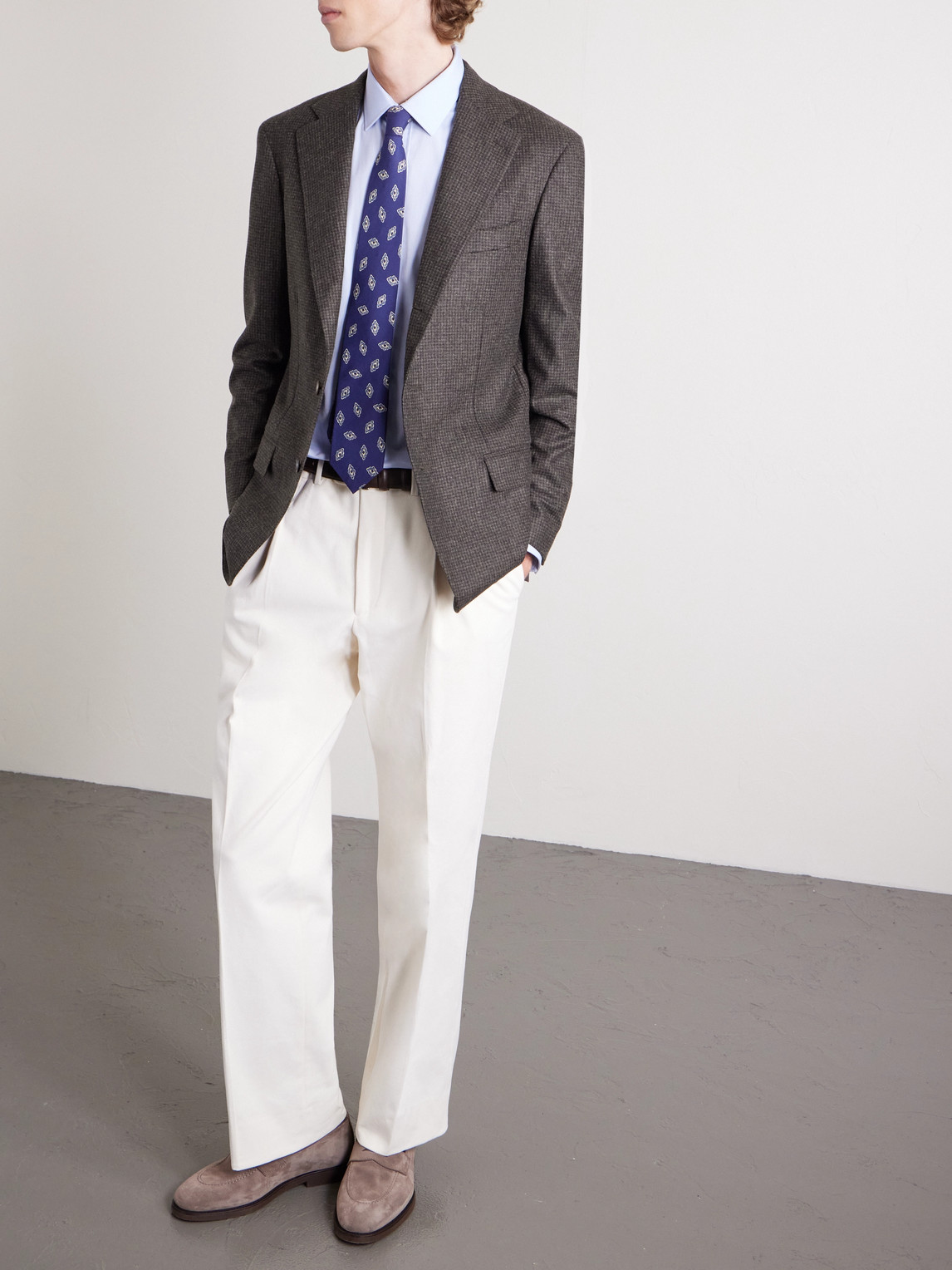 J. Mueser Waverly Puppytooth Wool Suit Jacket In Brown