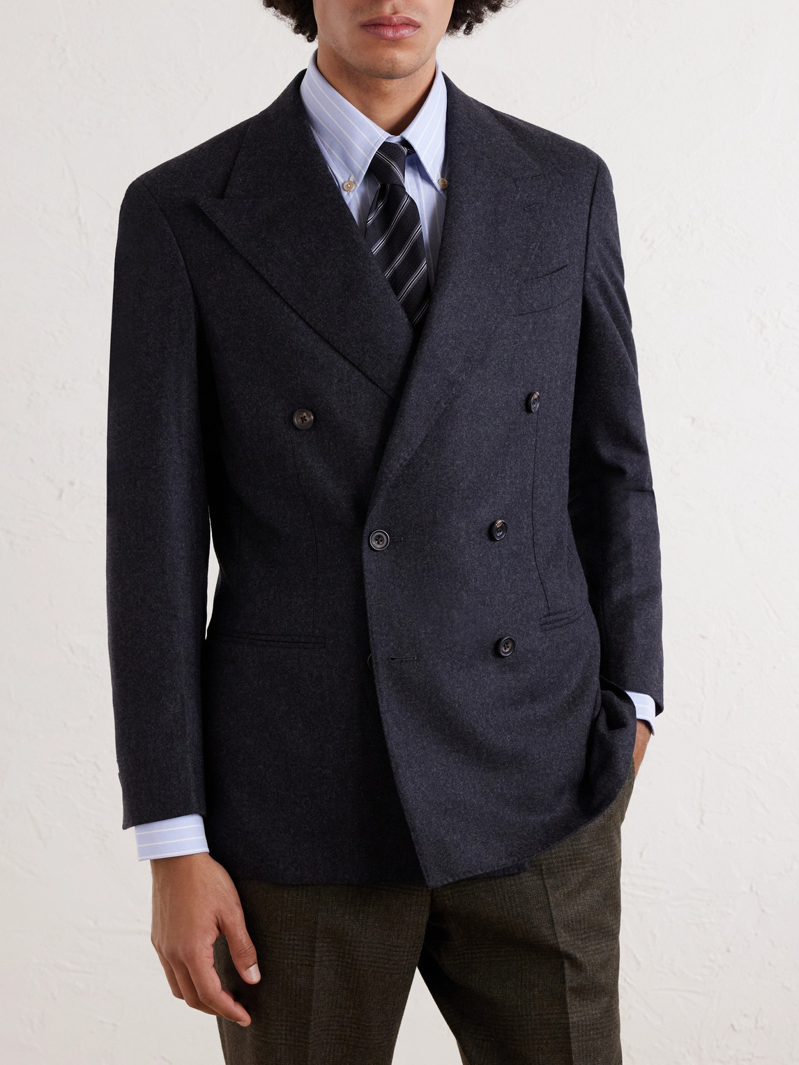  J. Mueser - Waverly Double-breasted Virgin Wool Suit Jacket - Men - Gray - It 46 