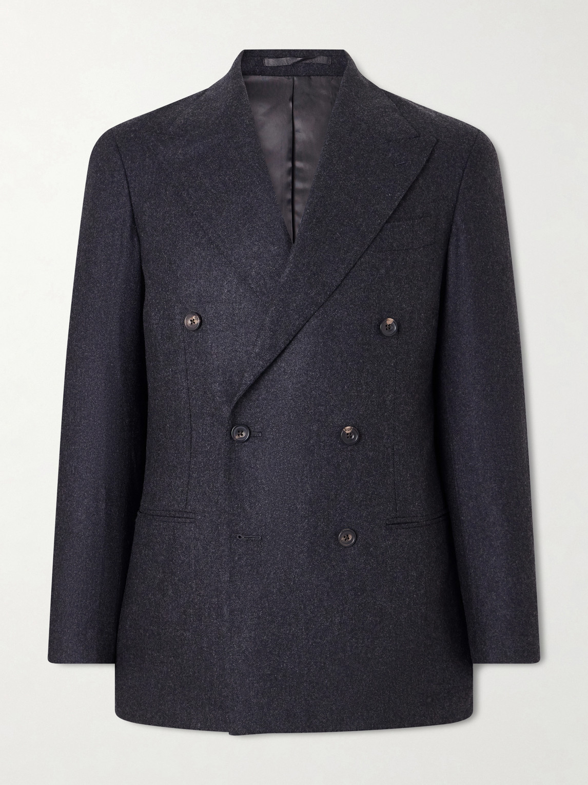 J. Mueser Waverly Double-breasted Virgin Wool Suit Jacket In Gray