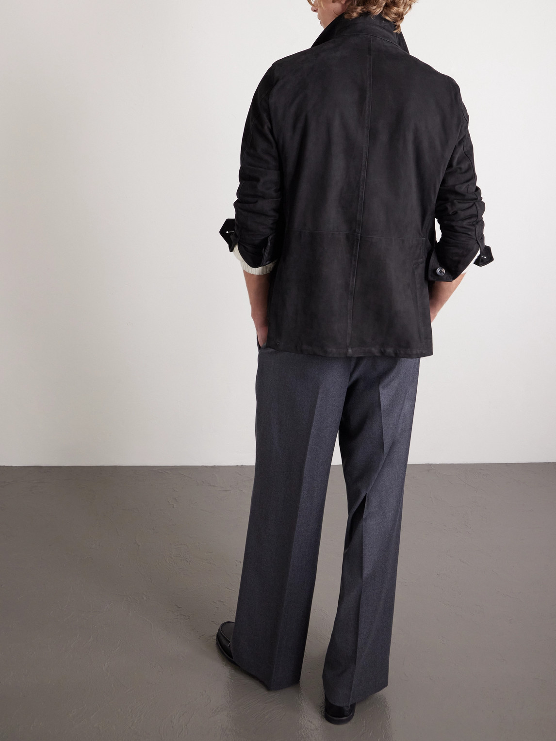 J. Mueser Suede Overshirt In Black