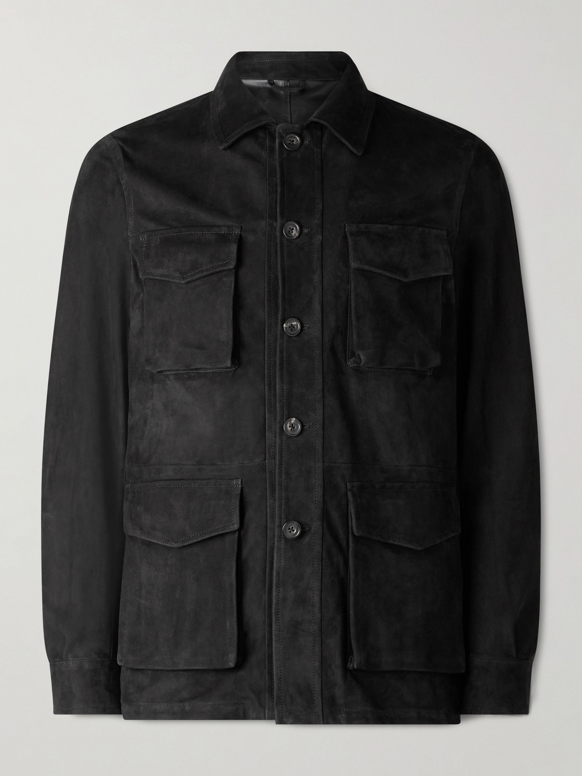 J. Mueser Suede Overshirt In Black
