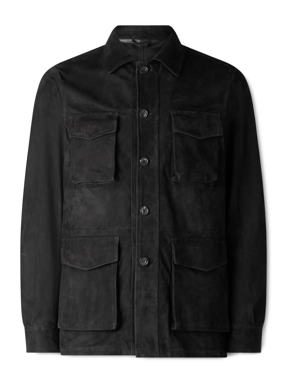 J. Mueser Suede Overshirt In Black