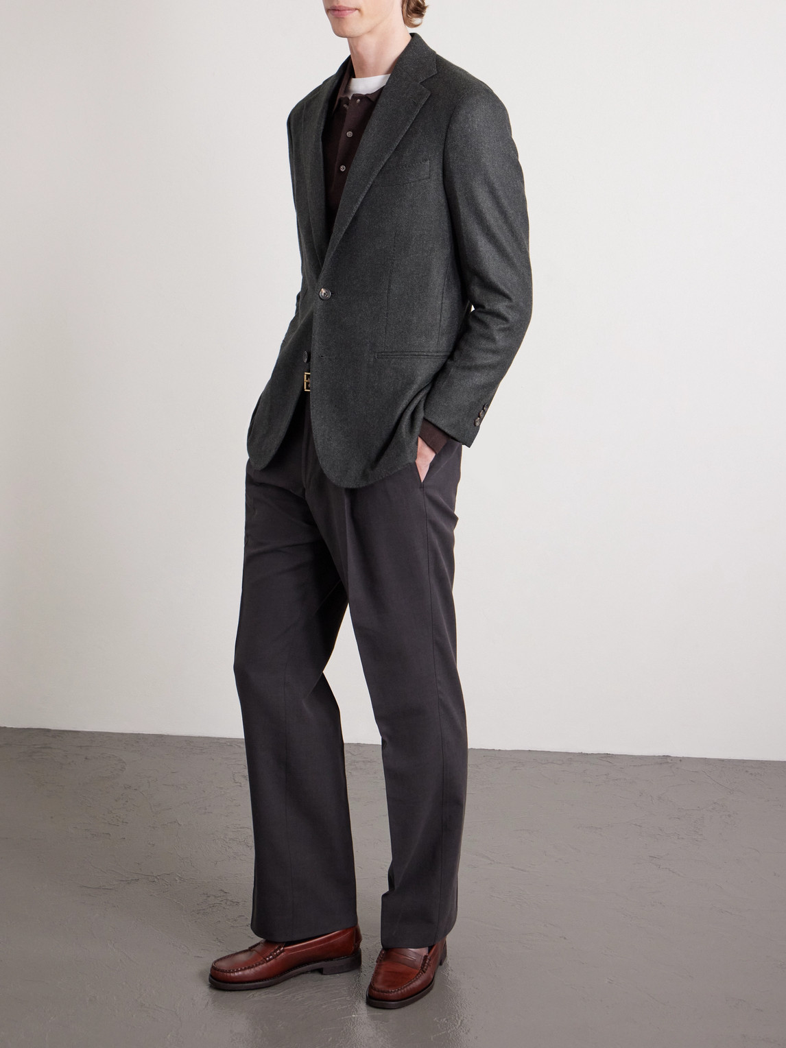 J. Mueser Waverly Wool-twill Blazer In Black