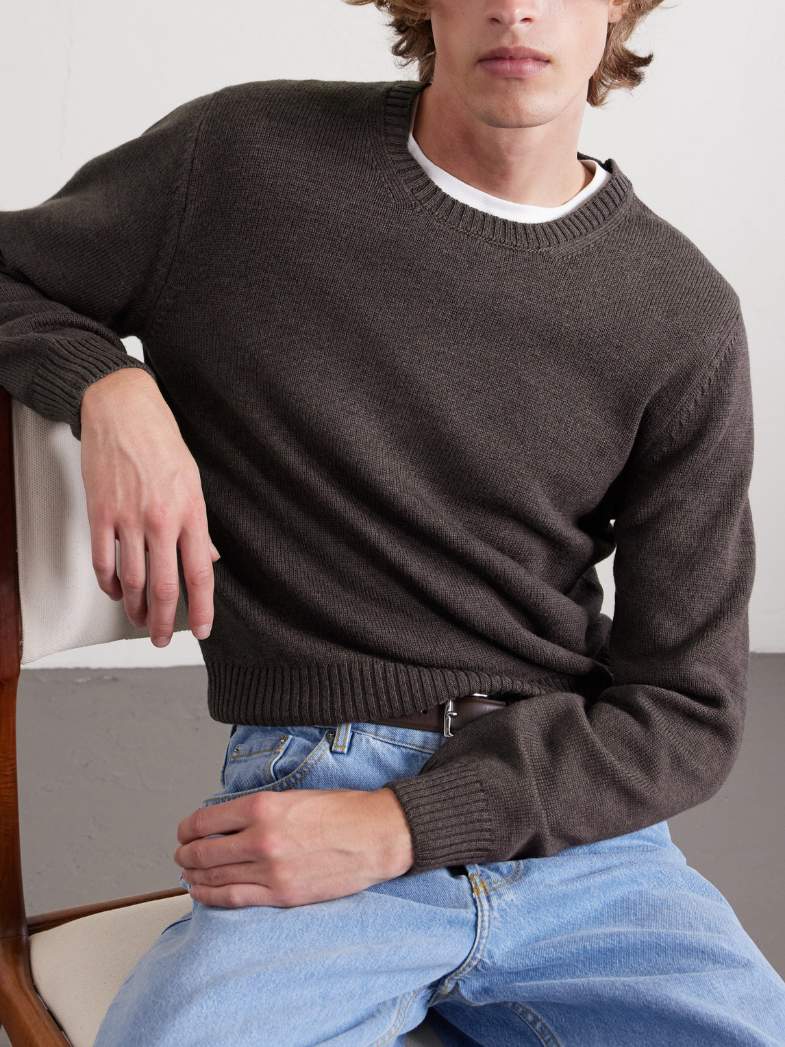 J. Mueser Merino Wool Sweater In Brown
