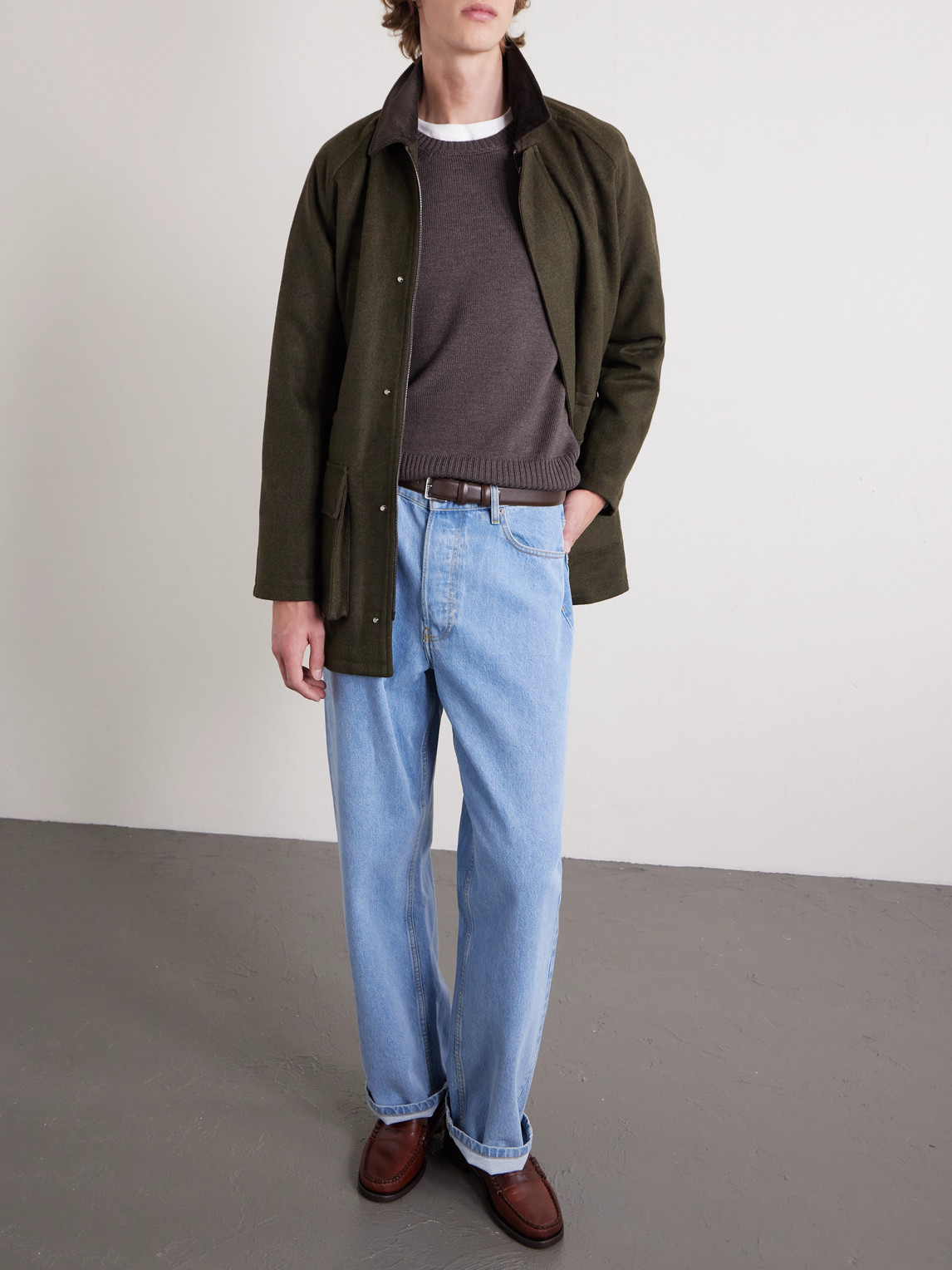 J. Mueser Merino Wool Sweater In Brown