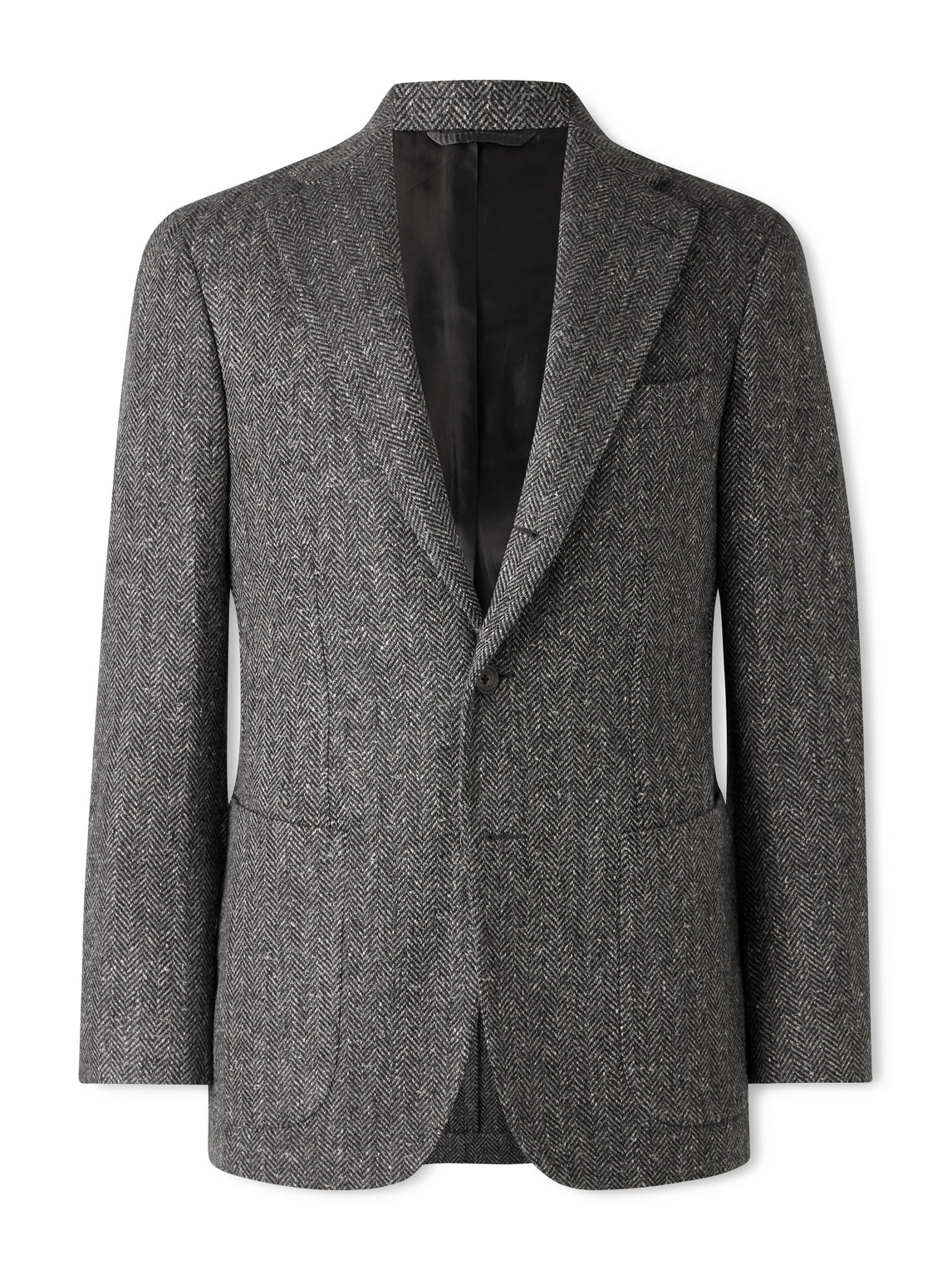 J. Mueser Waverly Herringbone Wool Blazer In Gray