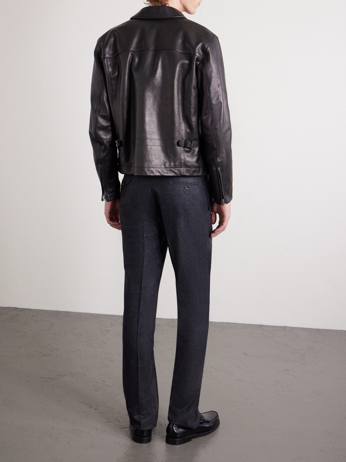 J. Mueser Waverly Straight-leg Pleated Wool-twill Suit Trousers In Black