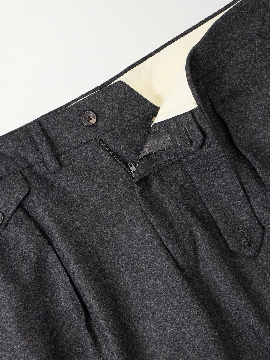 J. Mueser Waverly Straight-leg Pleated Wool-twill Suit Trousers In Black