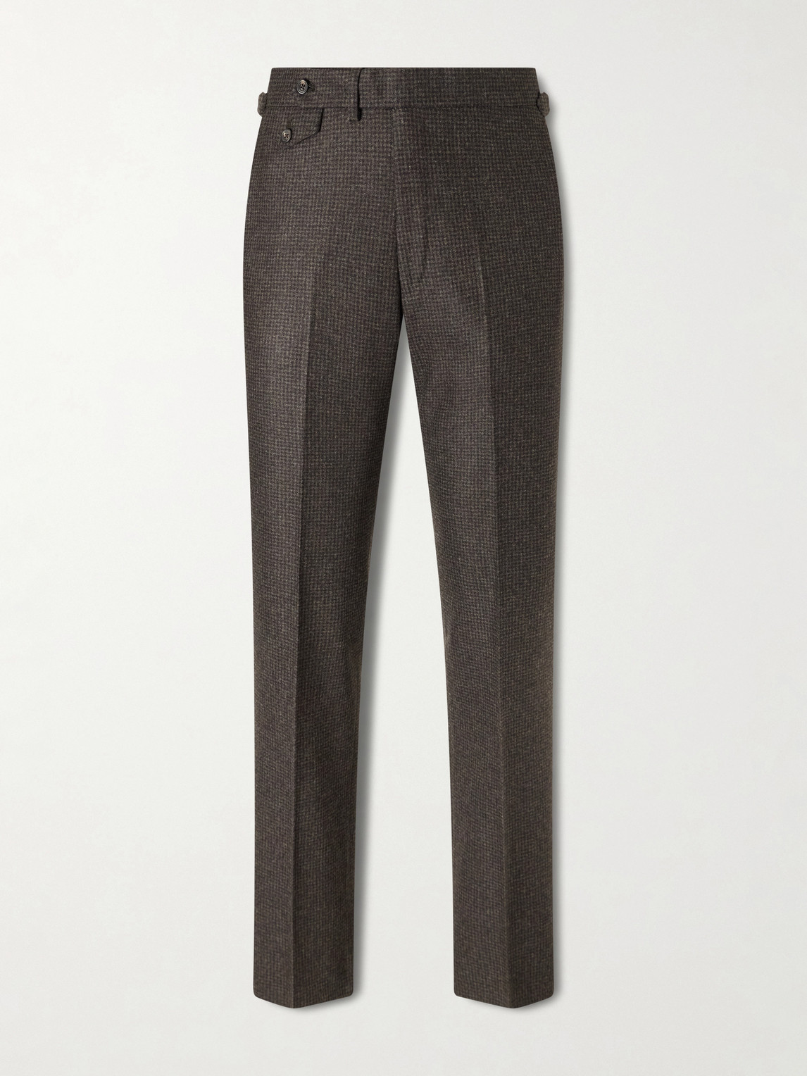 J. Mueser Waverly Straight-leg Checked Virgin Wool Suit Trousers In Brown
