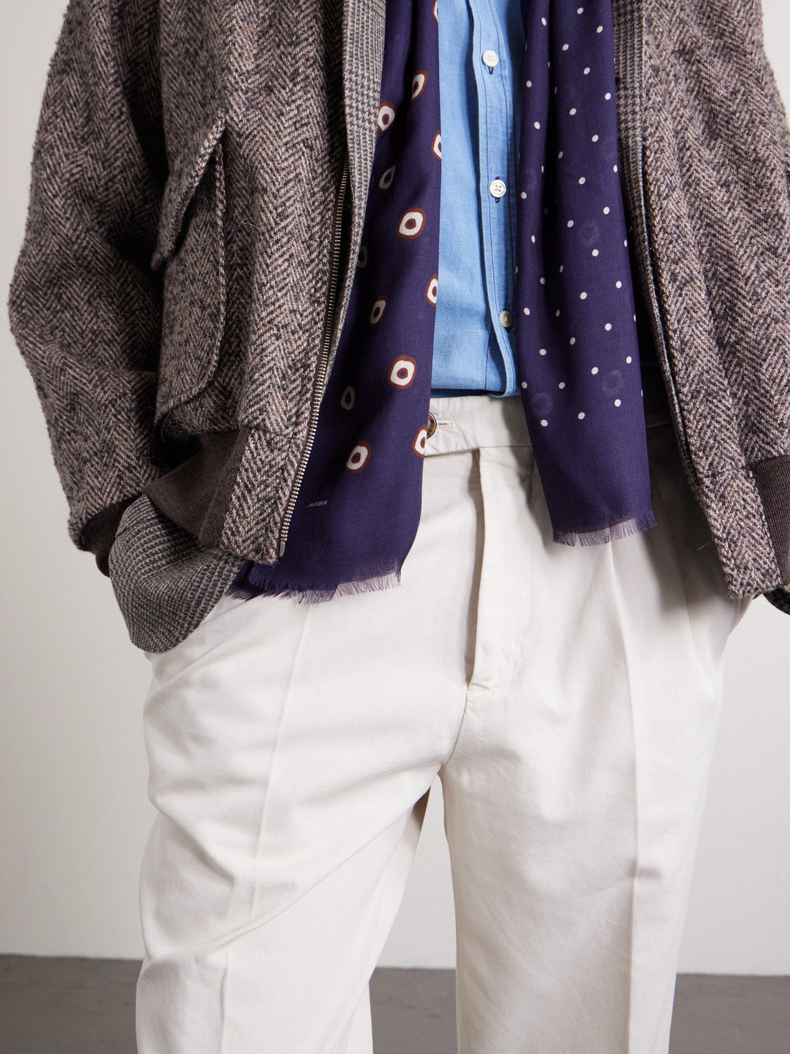  J. Mueser - Printed Frayed Modal And Cashmere-blend Scarf - Men - Blue 