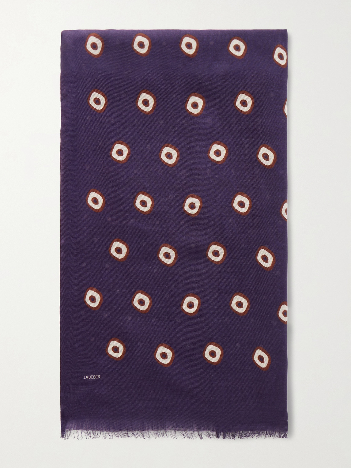 J. Mueser Printed Frayed Modal And Cashmere-blend Scarf In Blue