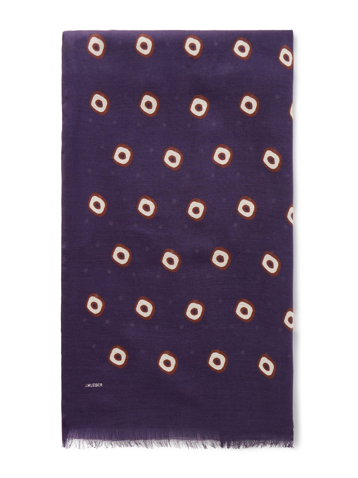 J. Mueser Printed Frayed Modal And Cashmere-blend Scarf In Blue