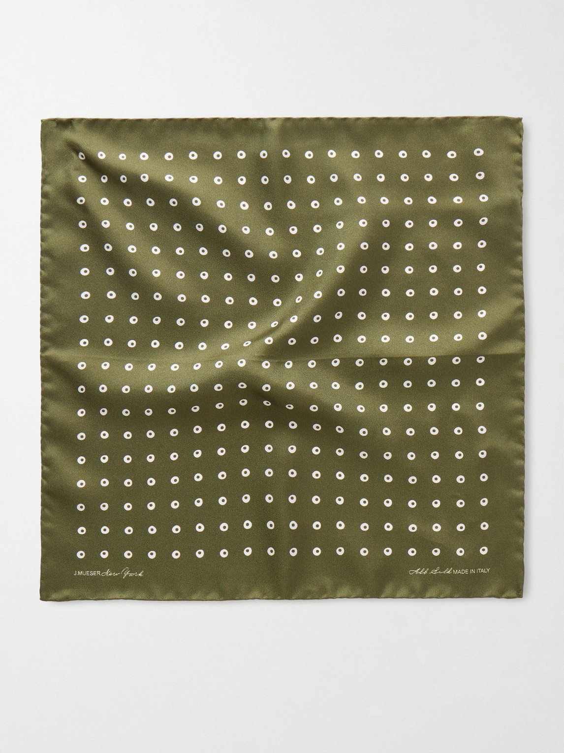  J. Mueser - Silk Pocket Square - Men - Green 