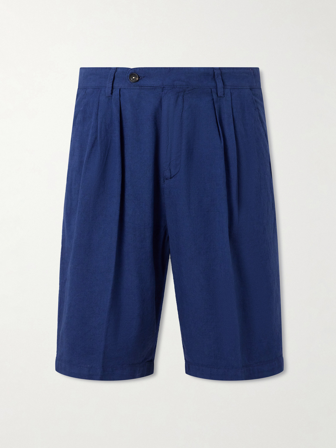 Massimo Alba Cliff Straight-leg Pleated Cotton Bermuda Shorts In Blue