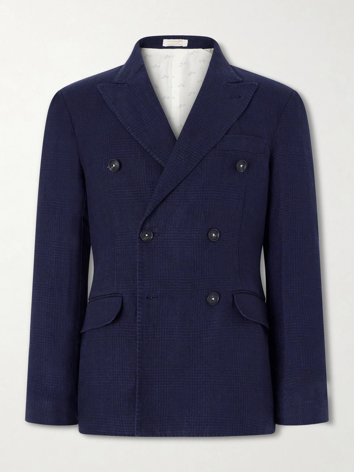 Massimo Alba Brando Double-breasted Linen Blazer In Blue