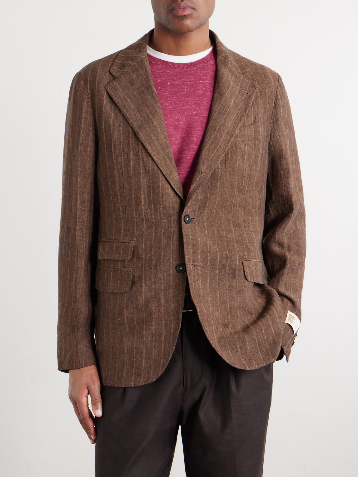  Massimo Alba - Pinstriped Linen Blazer - Men - Brown - It 44 
