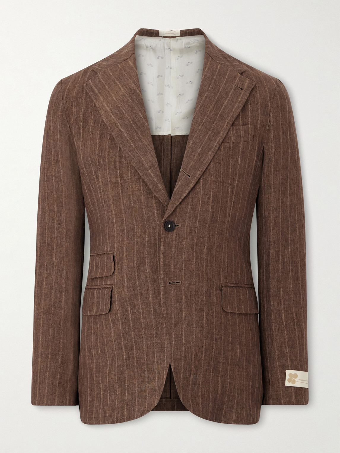 Massimo Alba Pinstriped Linen Blazer In Brown