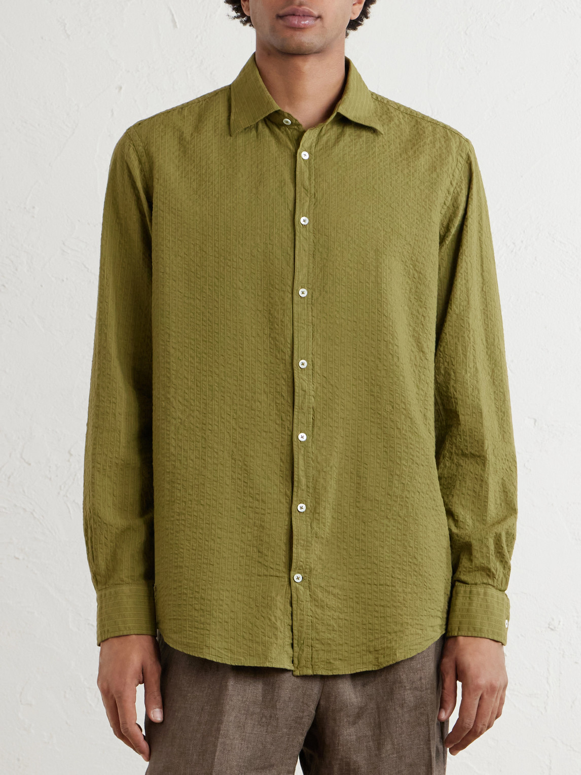  Massimo Alba - Genova Relaxed-fit Cotton Shirt - Men - Green - S 