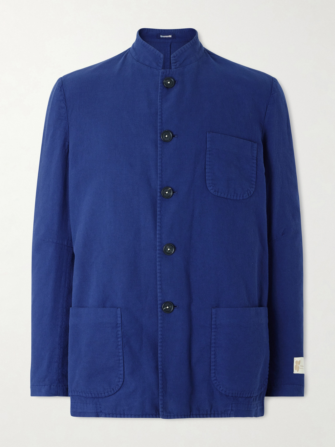 Massimo Alba Bali Unstructured Nehru-collar Cotton-gauze Jacket In Blue