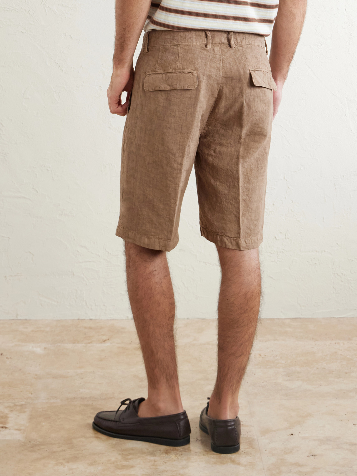 Massimo Alba - Alaccia Straight-leg Pleated Linen Shorts - Men - Brown - It 46 