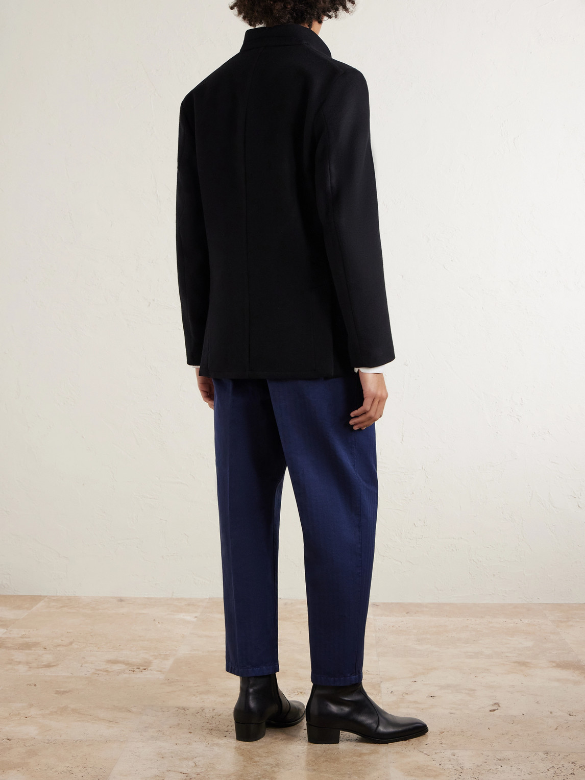  Massimo Alba - Stan Tapered Pleated Herringbone Cotton Trousers - Men - Blue - It 46 