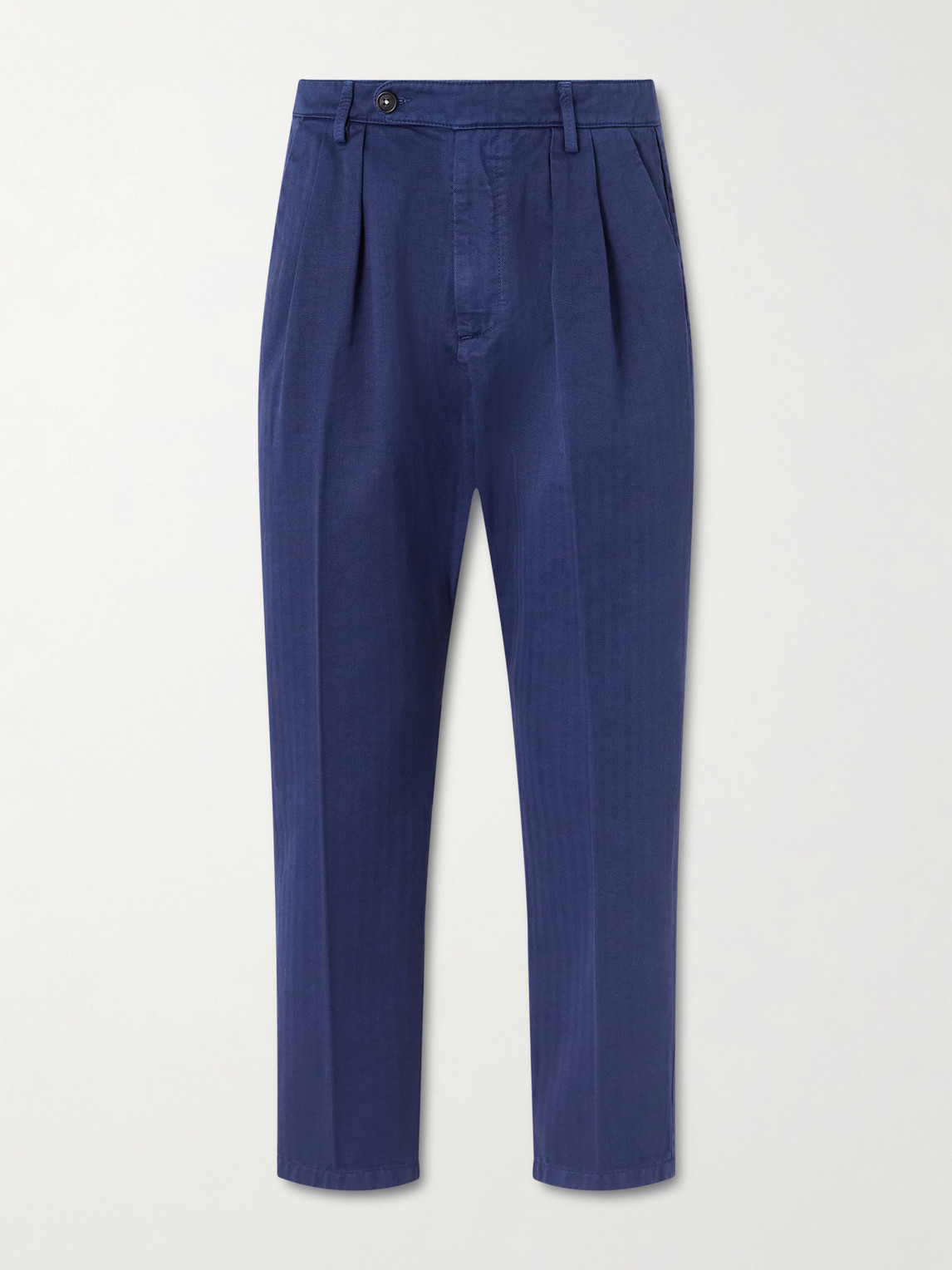Massimo Alba Stan Tapered Pleated Herringbone Cotton Trousers IT 48