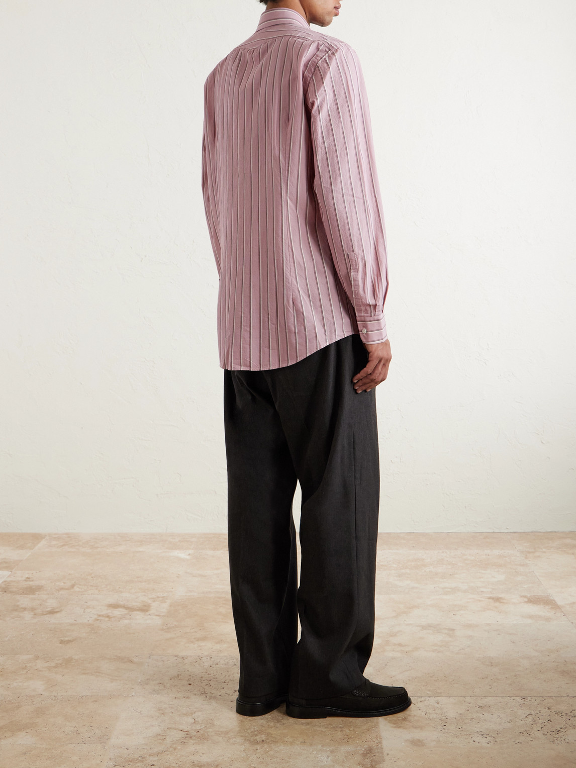  Massimo Alba - Genova Striped Cotton-poplin Shirt - Men - Pink - S 