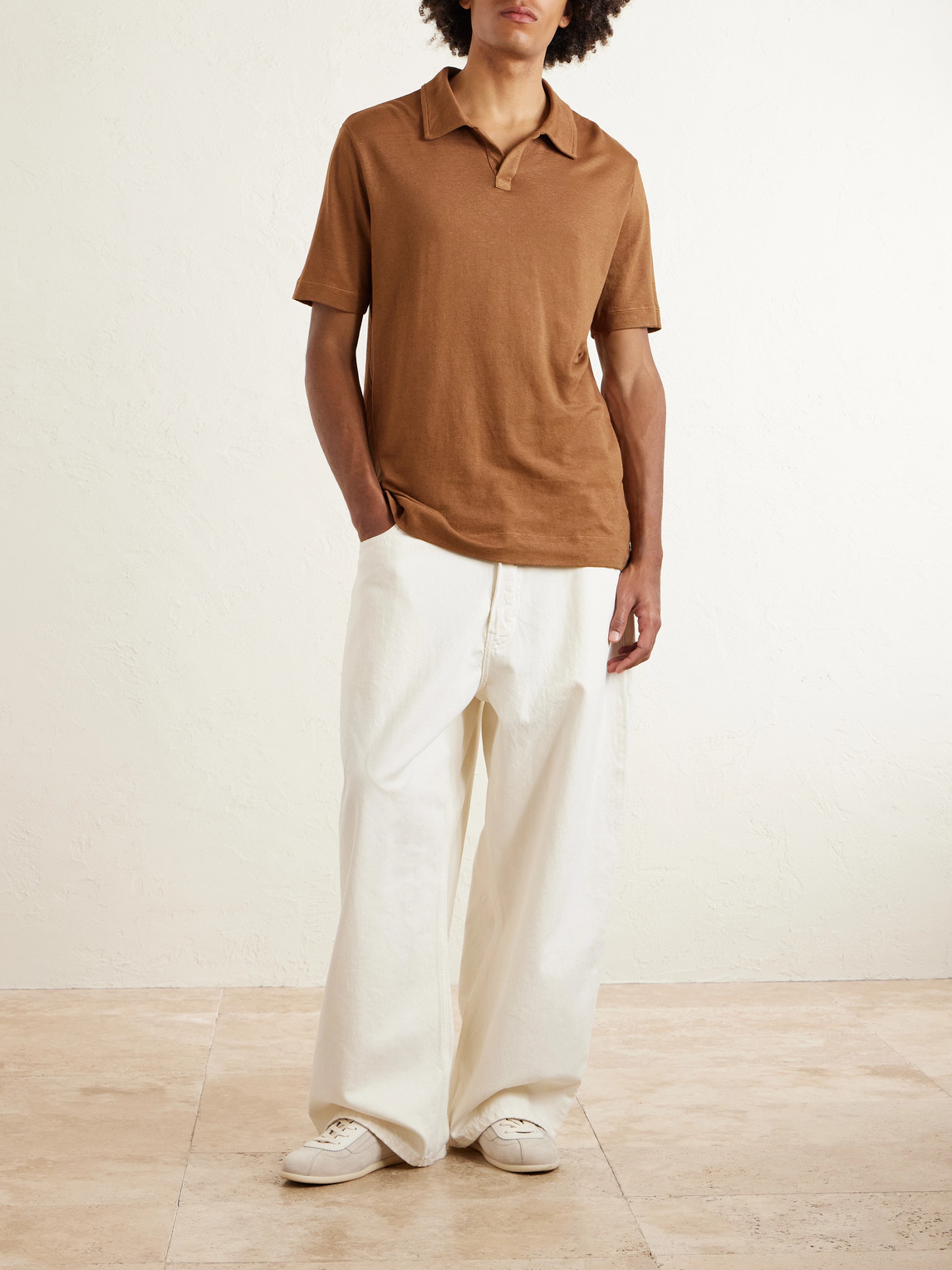 Massimo Alba Aruba Linen And Cotton-blend Polo Shirt In Brown
