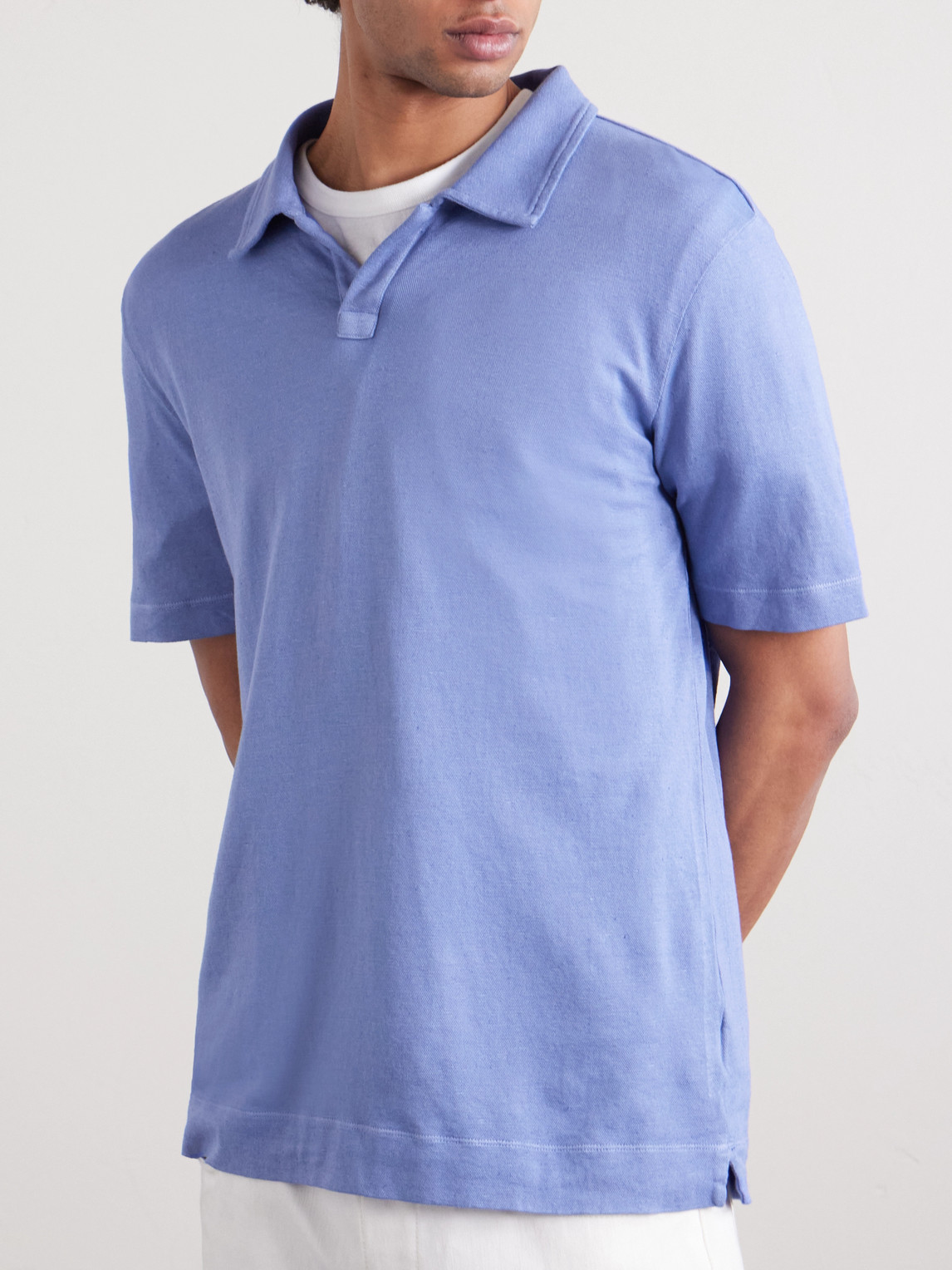 Massimo Alba Aruba Linen And Cotton-blend Polo Shirt In Purple