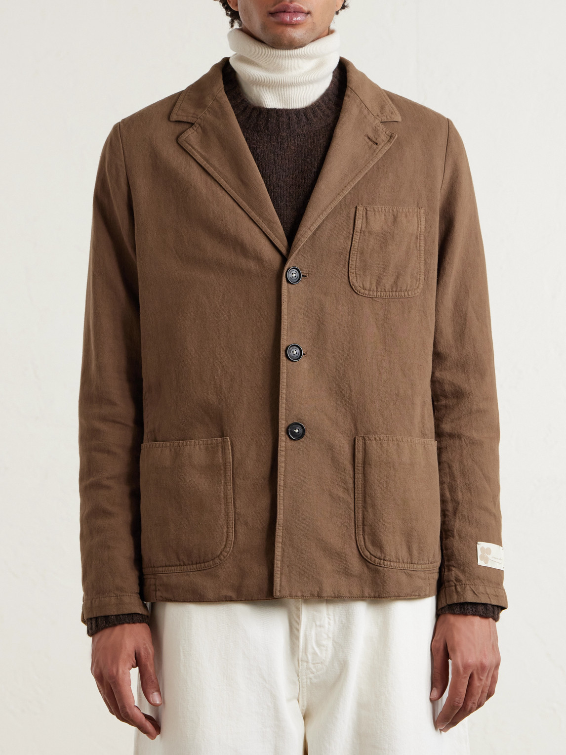 Massimo Alba Baglietto Cotton And Linen-blend Blazer In Brown