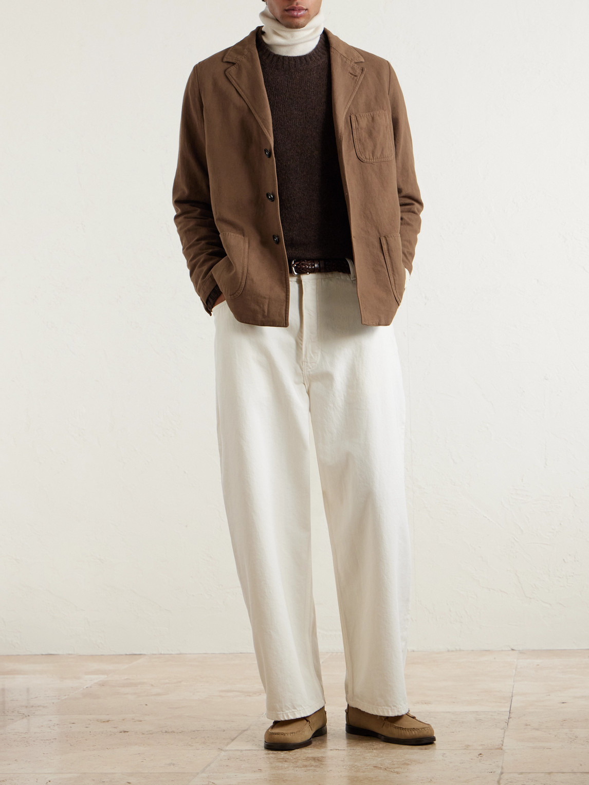 Massimo Alba Baglietto Cotton And Linen-blend Blazer In Brown