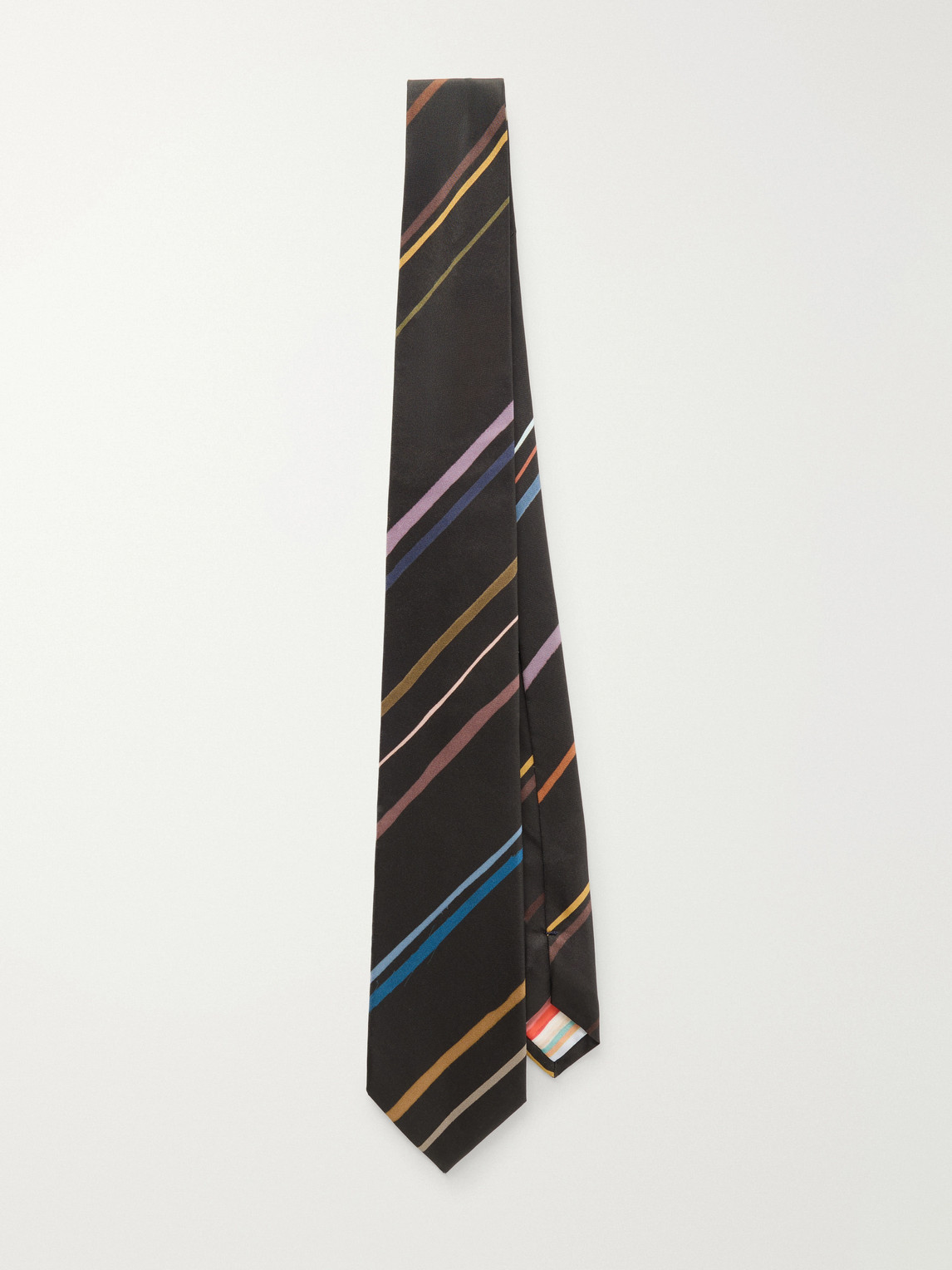 Paul Smith 8cm Striped Silk Tie In Black