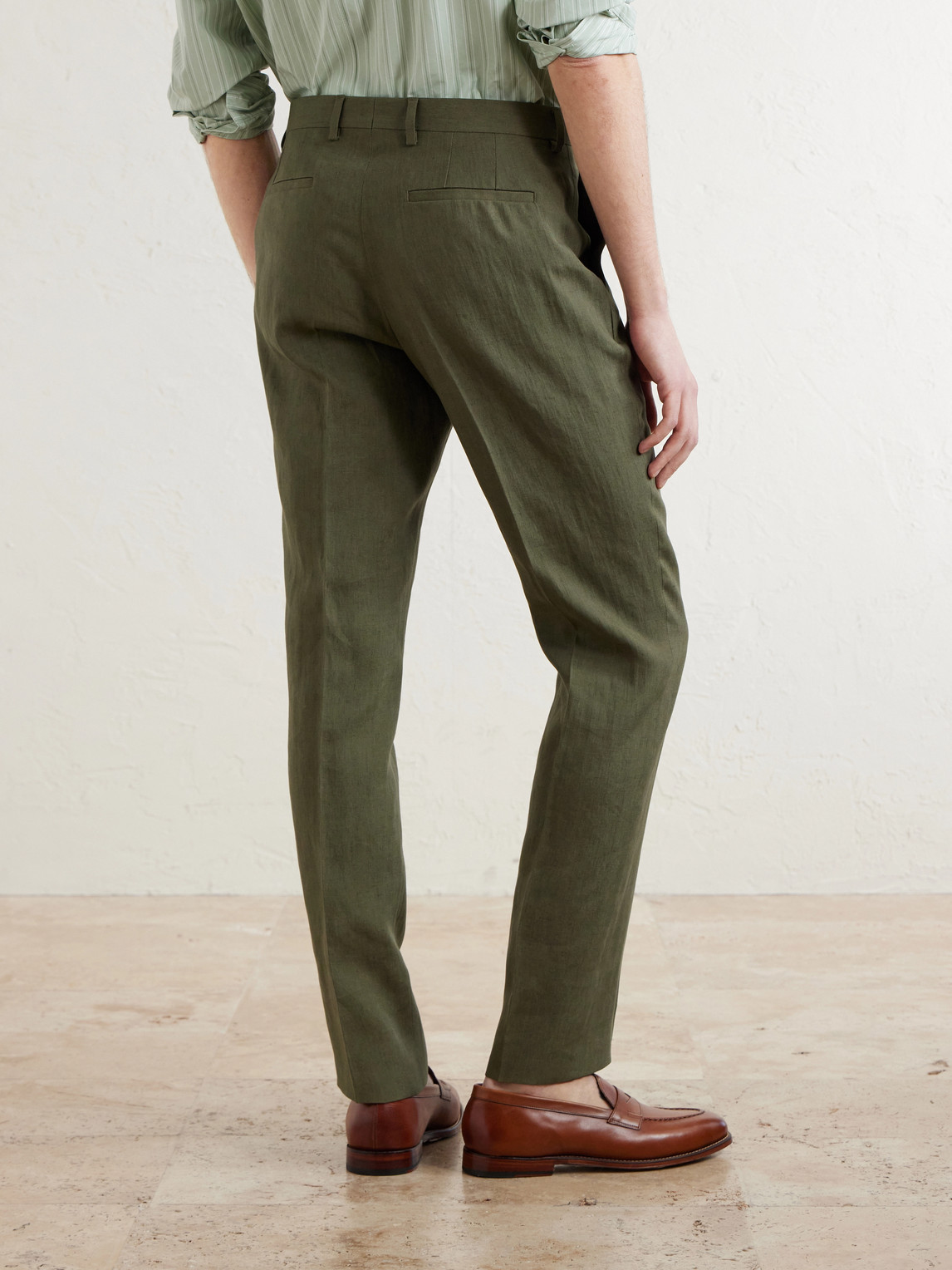 Tapered Linen Suit Trousers Slim-Fit