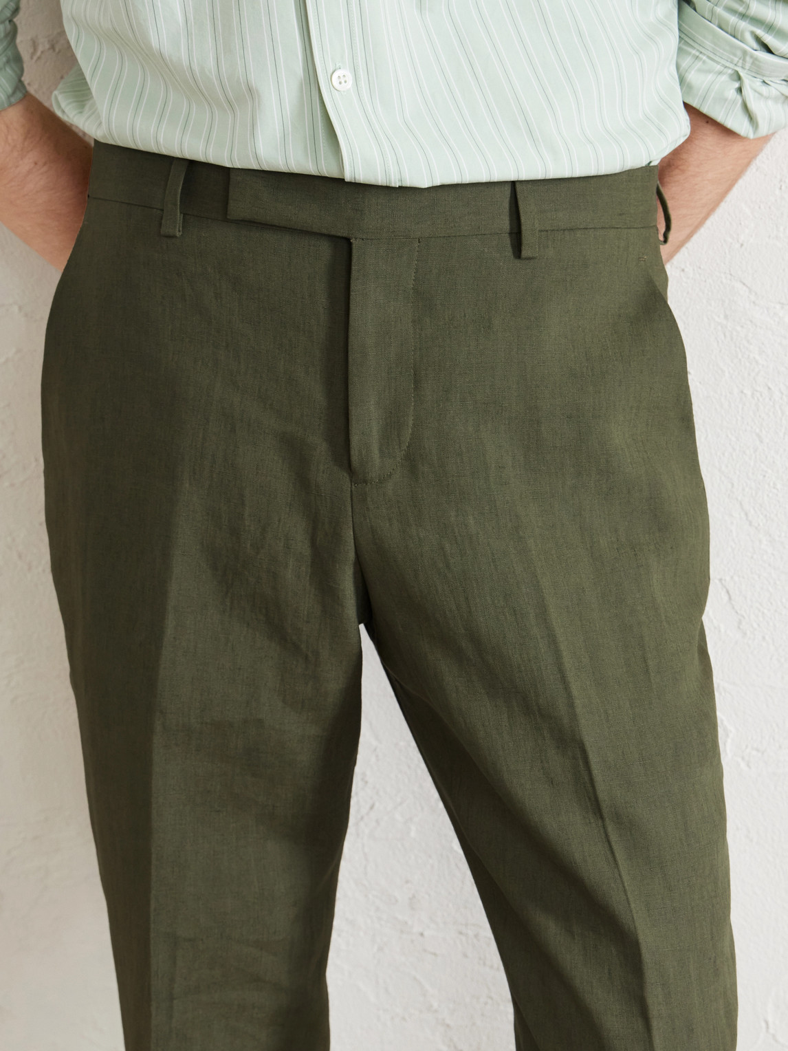 Tapered Linen Suit Trousers Slim-Fit