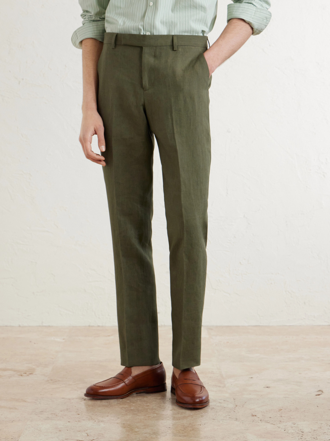 Tapered Linen Suit Trousers Slim-Fit