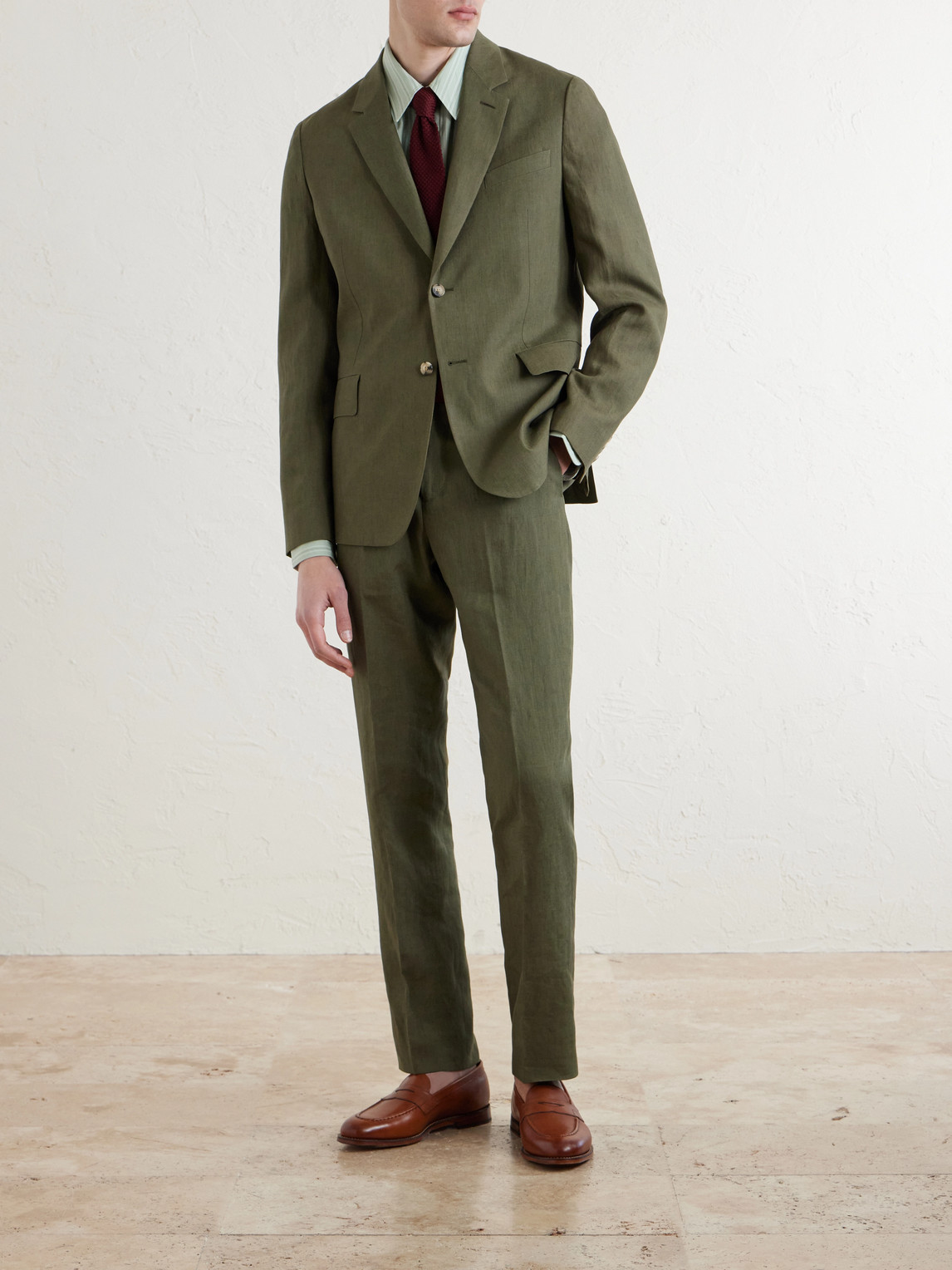 Tapered Linen Suit Trousers Slim-Fit