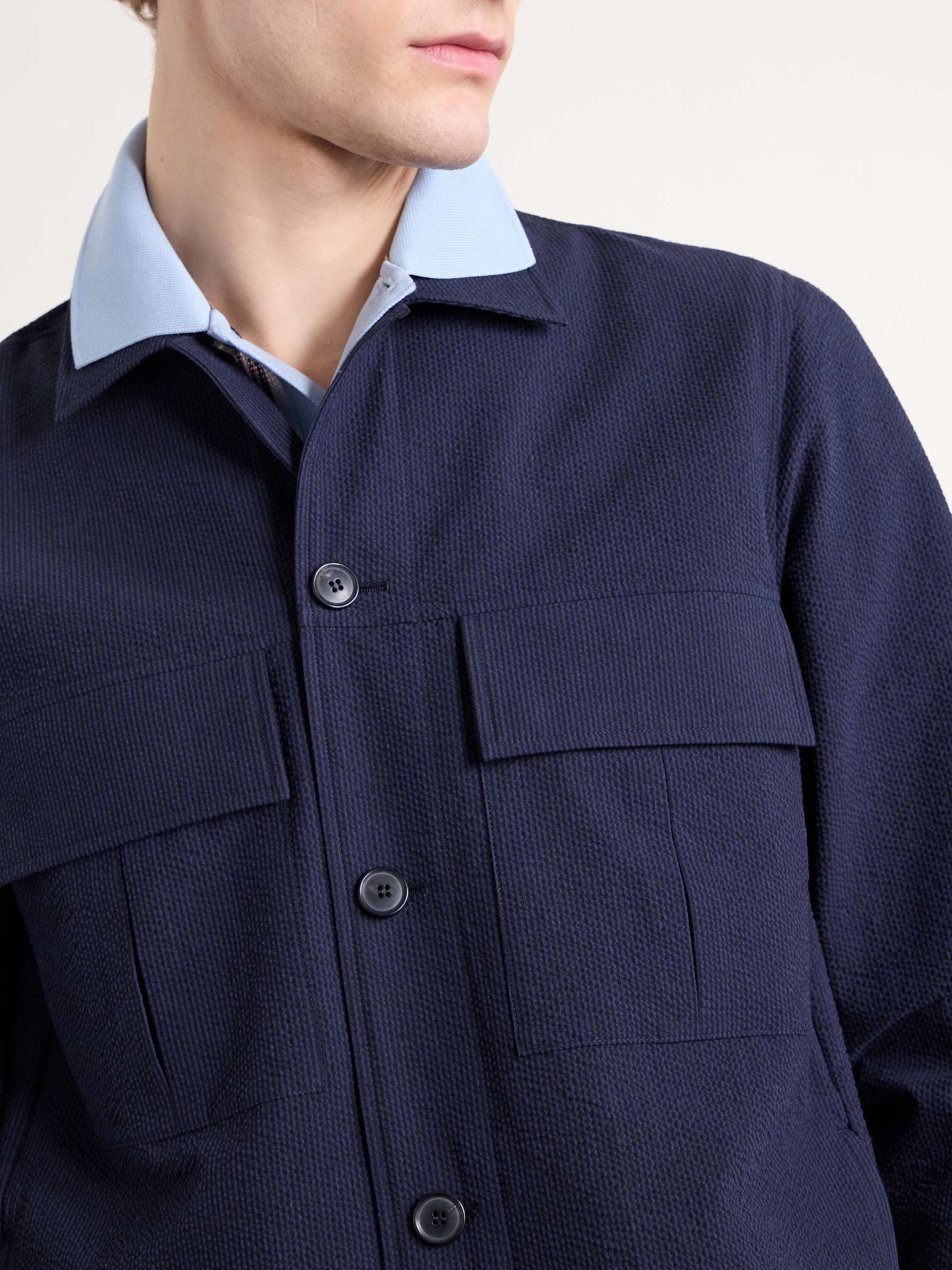 PS Paul Smith◆PY-BM-77326/MK.202117 Pコート PAUL SMITH Cotton-Blend Seersucker Overshirt for Men | MR PORTER