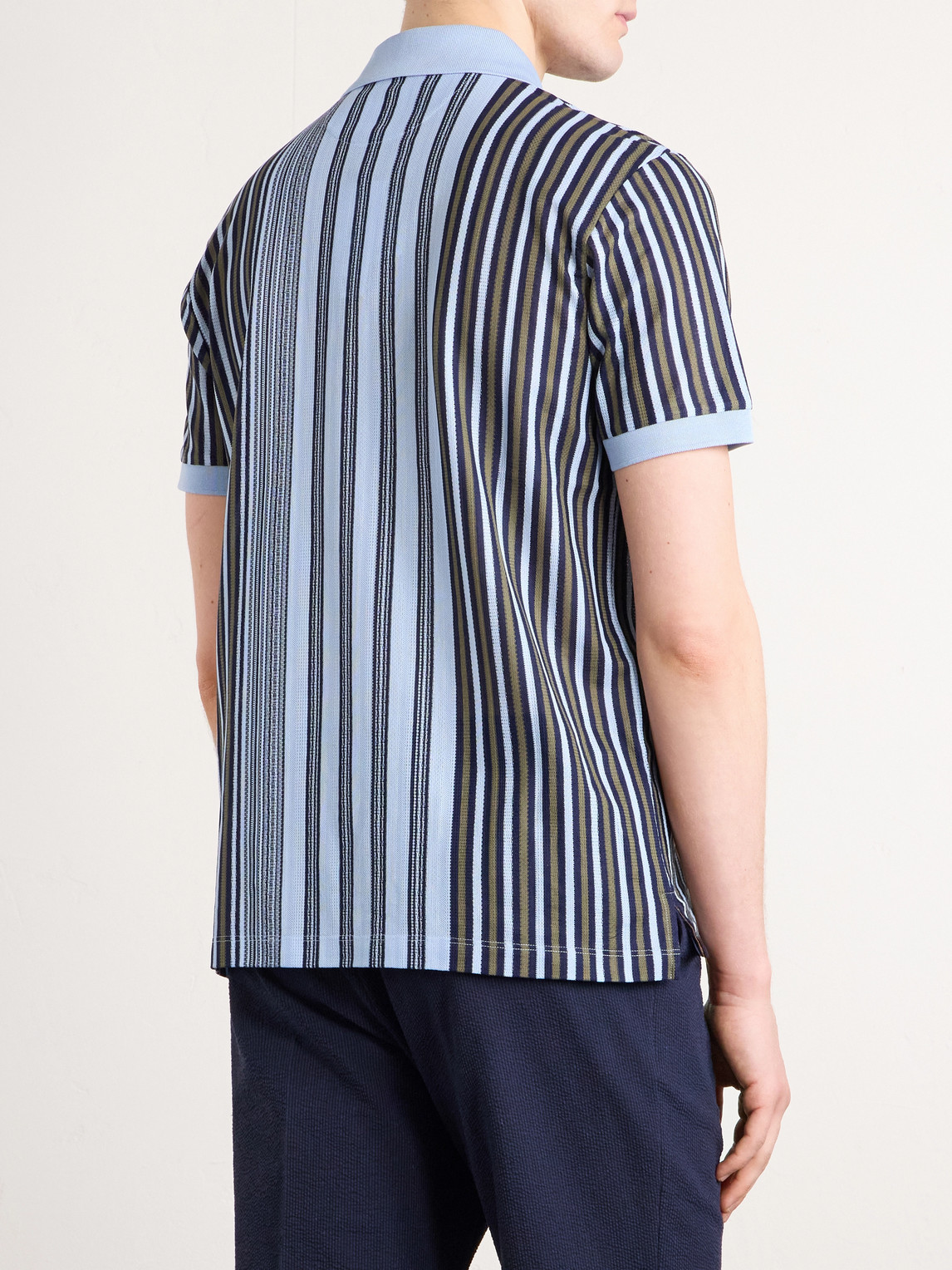 Striped Knitted Cotton Polo Shirt